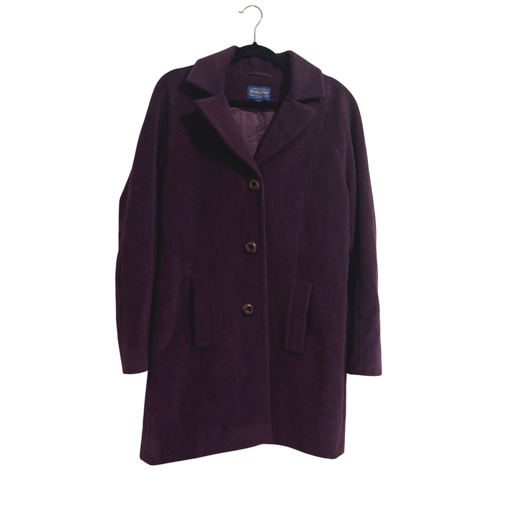 Pendleton Womens Wool Angora Blend Car Coat Purple Button Up Jacket Size 10